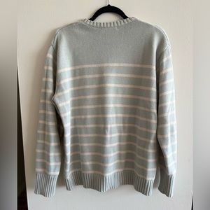 BRANDY MELVILLE PASTEL GREEN AND CREAM STRIPED KNITTED SWEATER